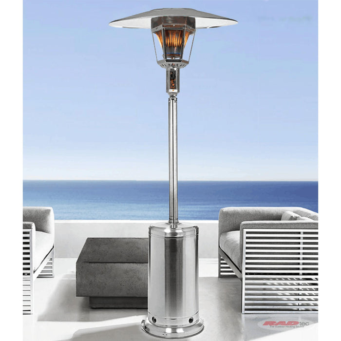 RADtec - 96" 40,000BTU Real Flame NG Patio Heater - Stainless Steel Finish