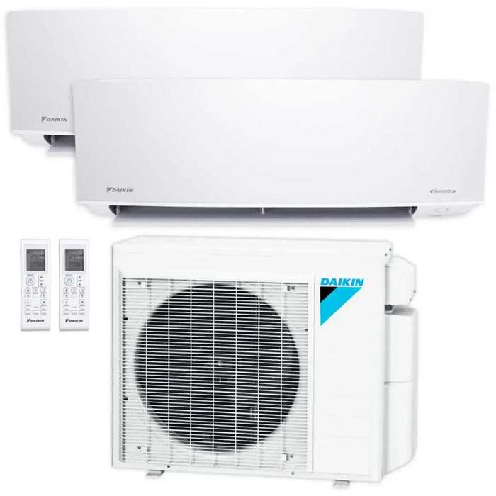 Daikin - 12,000 BTU 2-Zone Wall Mounted Ductless Mini Split AC and Condenser (12k + 12k) 17 SEER - 230V