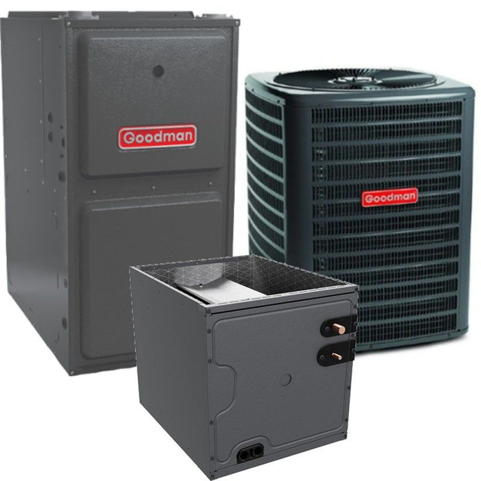 Goodman - 2.5 Ton/60,000 BTU 80% AFUE Gas Furnace and Air Conditioner System Low NOx - Upflow - 13.4 SEER2 - R32