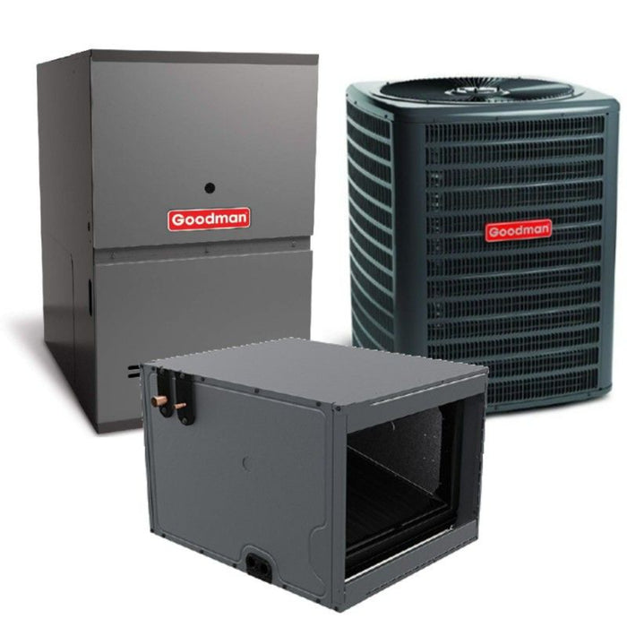 Goodman - 2 Ton/60,000 BTU 80% AFUE Low NOx Gas Furnace and Air Conditioner System - Horizontal - 15.2 SEER2 - R32