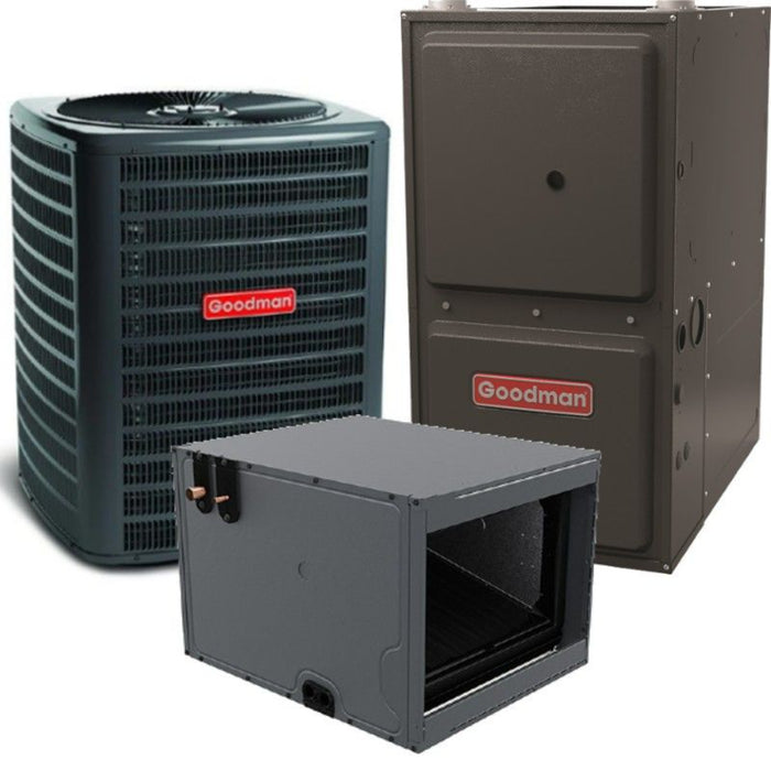 Goodman - 1.5 Ton/60,000 BTU 96% AFUE Gas Furnace and Air Conditioner System - Horizontal - 14.5 SEER2 - R32