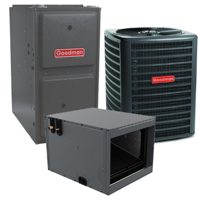 Goodman - 1.5 Ton/60,000 BTU 96% AFUE Gas Furnace and Air Conditioner System - Horizontal - 14.5 SEER2 - R32