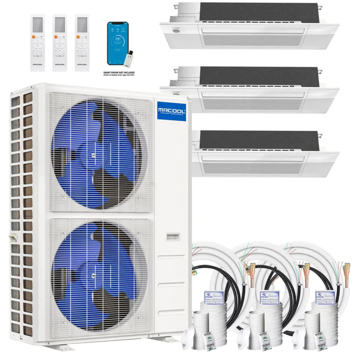 MRCOOL - DIY 4th Generation - 48,000 BTU 3-Zone Ductless Mini Split Ceiling Cassettes AC and Heat Pump - SEER 22 (9K + 12K + 18K) - 230V