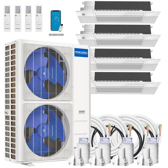 MRCOOL - DIY 4th Generation - 48,000 BTU 4-Zone Ductless Mini Split AC and Heat Pump with Ceiling Cassettes - SEER 21 (12K + 12K + 12K + 18K) - 230V