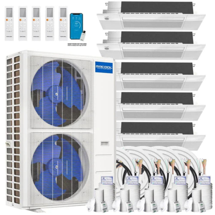 MRCOOL - DIY 5th Generation- 48,000 BTU 5-Zone Ductless Mini Split AC and Heat Pump with Ceiling Cassettes - SEER 22 (6K + 9K + 9K + 12K + 18K) - 230V