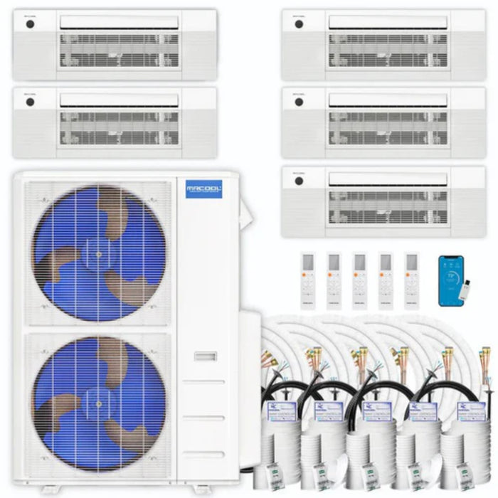 MRCOOL - DIY 5th Generation- 48,000 BTU 5-Zone Ductless Mini Split AC and Heat Pump with Ceiling Cassettes - SEER 22 (6K + 9K + 9K + 12K + 18K) - 230V