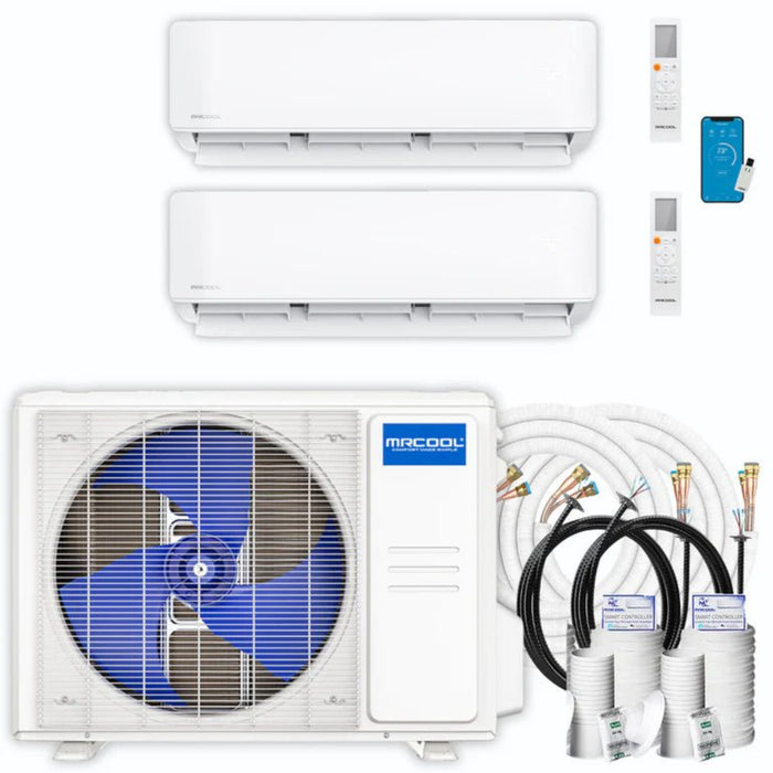 MRCOOL - DIY 5th Generation - 36,000 BTU 2-Zone Mini Split Air Conditioner and Heat Pump - SEER2 23 - (6K + 18K) - R454B - 230V