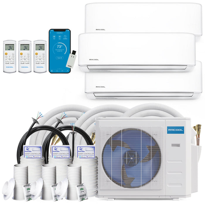 MRCOOL - DIY 4th Generation - 36,000 BTU 3-Zone Ductless Mini-Split AC and Heat Pump - SEER 22 (9K + 12K + 18K) - 230V