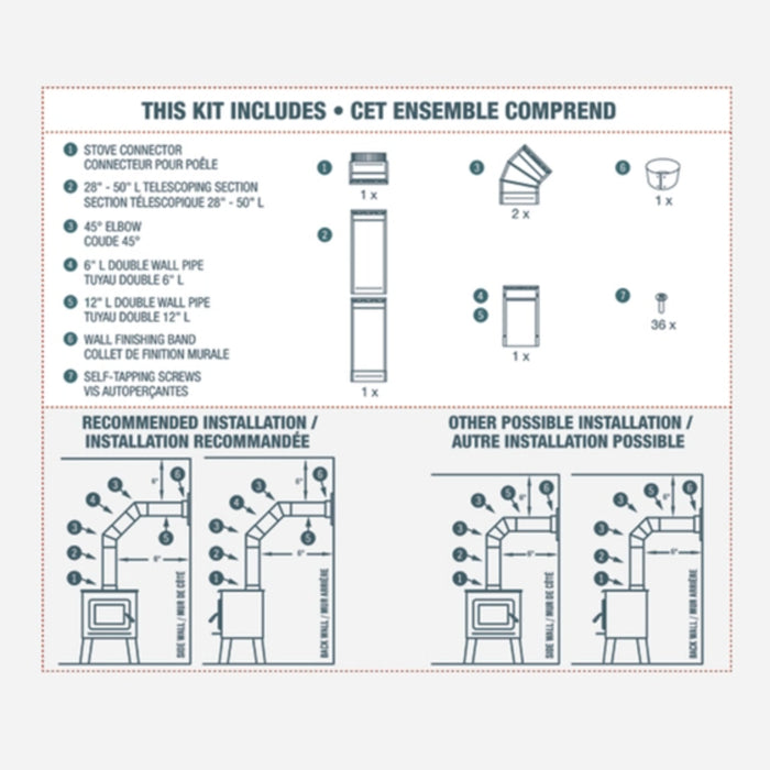 Drolet - 6" To-the-Wall Double Wall Stove Pipe Kit