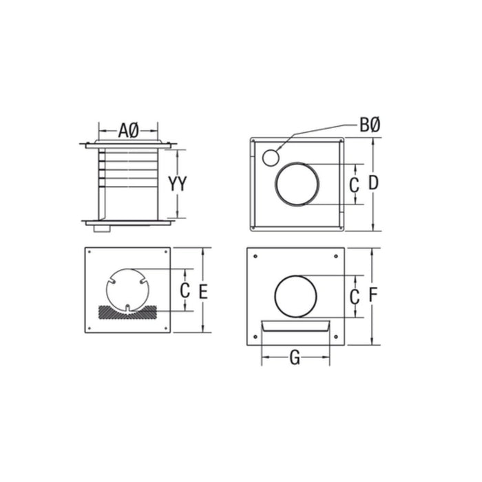 Drolet - 3" Pellet Black Wall Pass-Thru with Fresh Air Intake