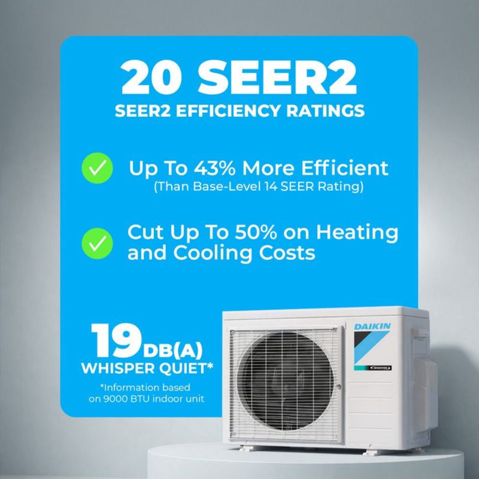 Daikin - 9,000 BTU - Oterra Series Wall Mount Mini Split Heat Pump System - SEER2 20 - 115V - R32