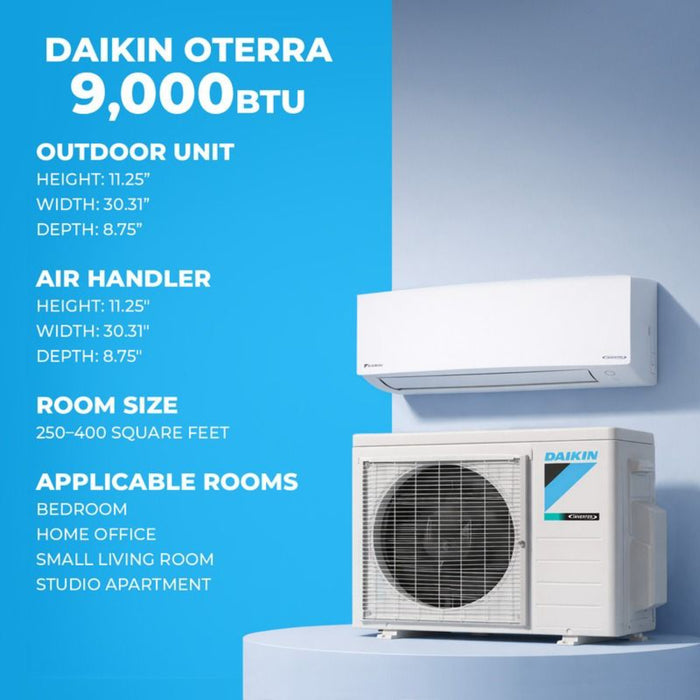 Daikin - 9,000 BTU - Oterra Series Wall Mount Mini Split Heat Pump System - SEER2 20 - 115V - R32
