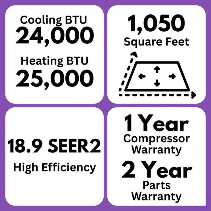 MRCOOL - DIY 5th Gen Easy Pro - 2 Ton / 24,000 BTU Ductless Mini Split Air Conditioner & Heat Pump - 18.9 SEER2 - R454B - 230V