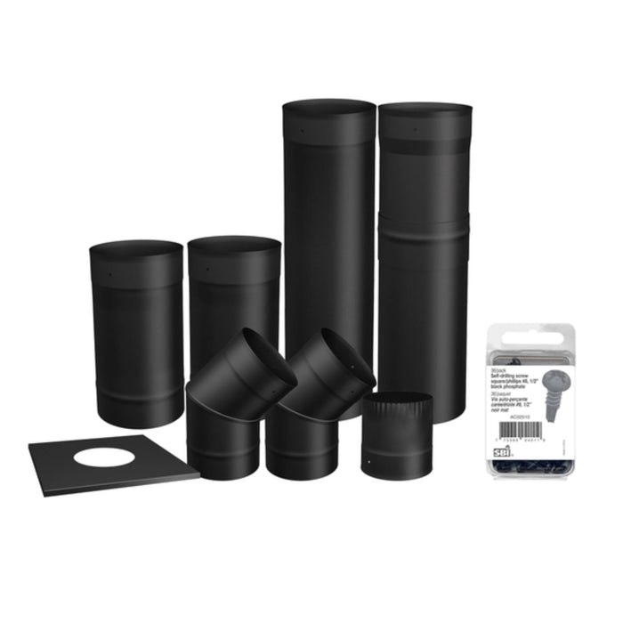 Drolet - 6"Ø Black Single Wall Pipe Kit - To the Wall