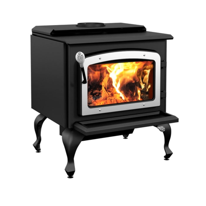 Drolet - Escape 1800 - On Legs And Brushed Nickle Door Wood Stove Large - 75,000 BTU