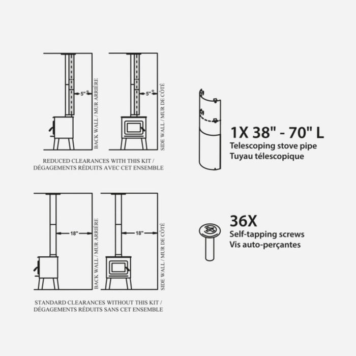 Drolet - Heat Shield Kit for 6"Ø Black Single Wall Pipe - To the Ceiling Installation