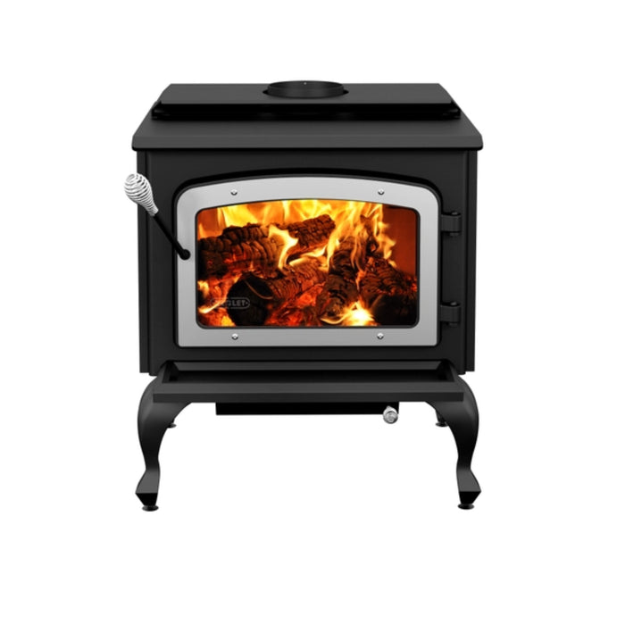 Drolet - Escape 1800 - On Legs And Brushed Nickle Door Wood Stove Large - 75,000 BTU