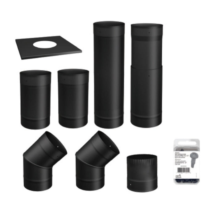 Drolet - 6"Ø Black Single Wall Pipe Kit - To the Wall