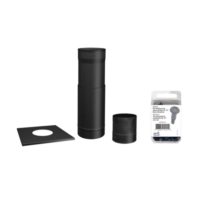 Drolet - 6"Ø Black Single Wall Pipe Kit - To the Ceiling