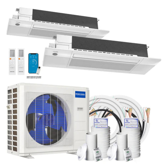 MRCOOL - DIY 5th Gen - 27,000 BTU 2-Zone Ductless Mini Split AC and Heat Pump with Ceiling Cassettes - 23 SEER (9K + 18K) - 230V