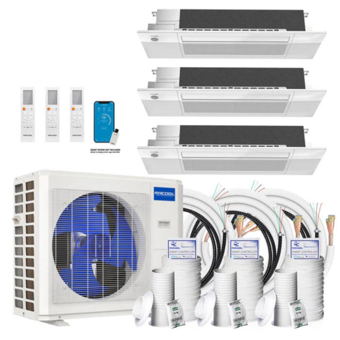 MRCOOL - DIY 5th Generation - 27,000 BTU 3-Zone Ductless Mini Split AC and Heat Pump with Ceiling Cassettes - SEER2 23 - (9K + 12K + 12K) - 230V