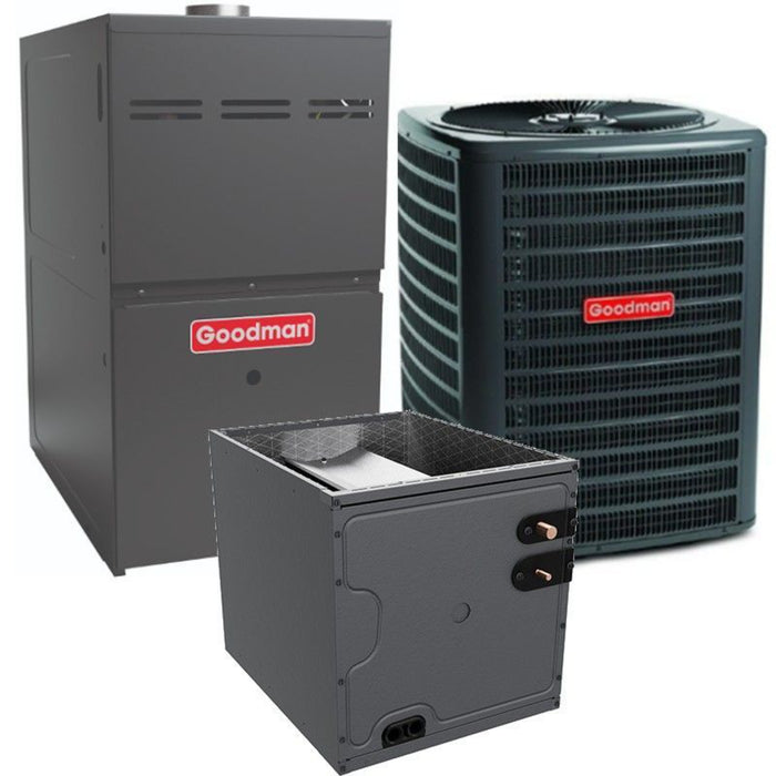 Goodman - 2.5 Ton/60,000 BTU 80% AFUE Gas Furnace and Air Conditioner System Low NOx - Upflow - 13.4 SEER2 - R32