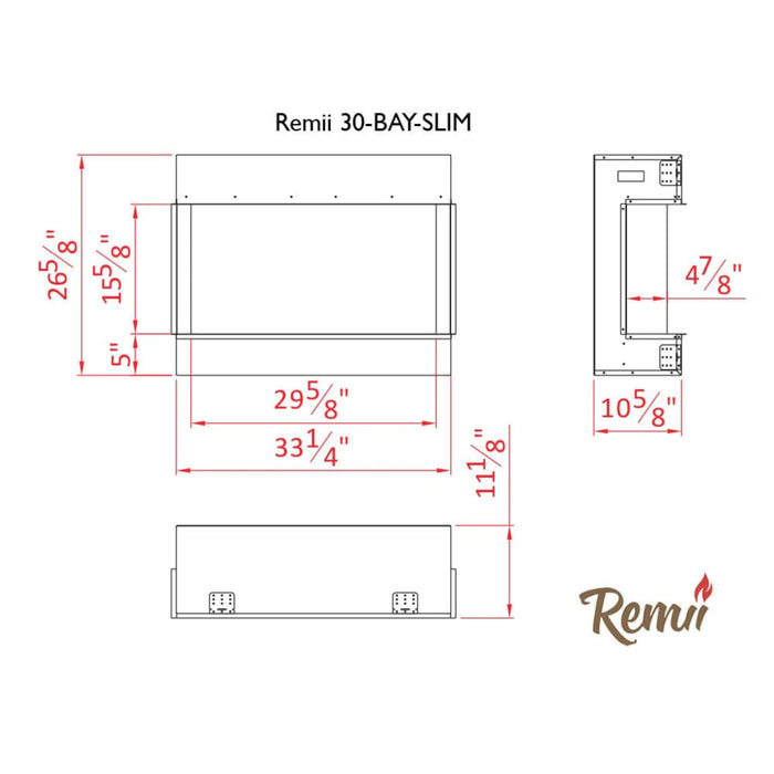 Remii - 30-BAY-SLIM – 3 Sided Electric Fireplace