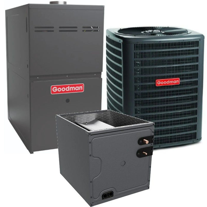 Goodman - 2 Ton/60,000 BTU 80% AFUE Gas Furnace and Air Conditioner System - Upflow - 15.2 SEER2 - R32