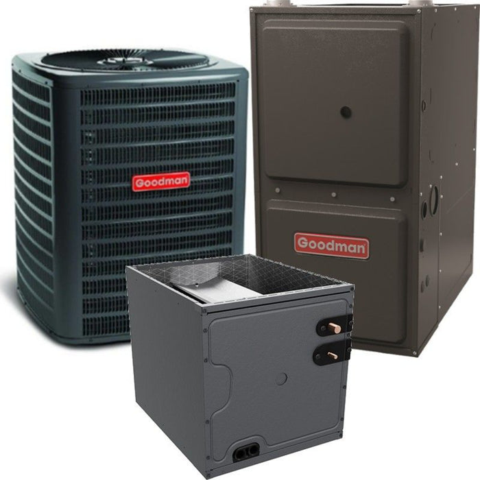 Goodman - 3 Ton/80,000 BTU 92% AFUE Gas Furnace and Air Conditioner System - Upflow - 13.4 SEER2 - R32
