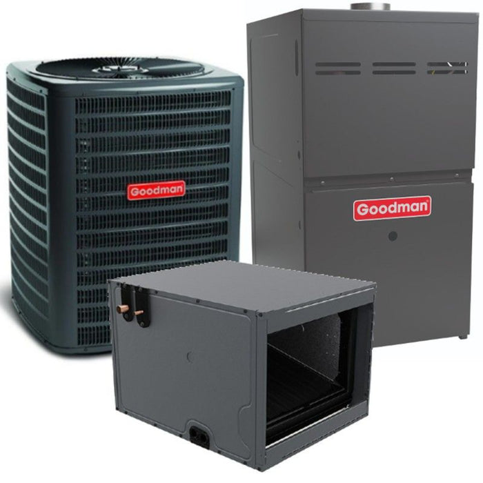 Goodman - 5 Ton/80,000 BTU 80% AFUE Gas Furnace and Air Conditioner System - Horizontal - 14 SEER2 - R32