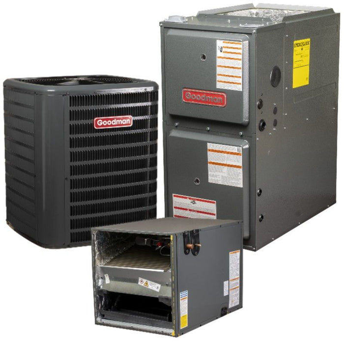 Goodman - 3.5 Ton/100,000 BTU 92% AFUE Gas Furnace and Air Conditioner System - Horizontal - 15.2 SEER2 - R32
